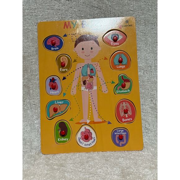 Wooden Peg Puzzle My Body By Gleeporte For Ages 2+ - Picture 2 of 2
